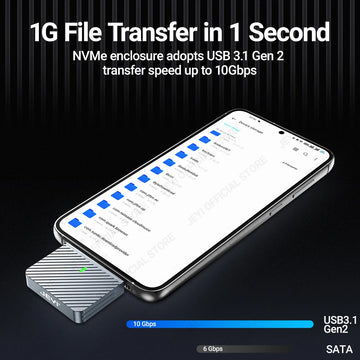 JEYI 2230 M.2 NVMe SSD Enclosure-USB 3.2 (10Gbps)Aluminum Enclosure with Magnetic Protective Cover,Direct-plug Design,TYPE-C Apsilon