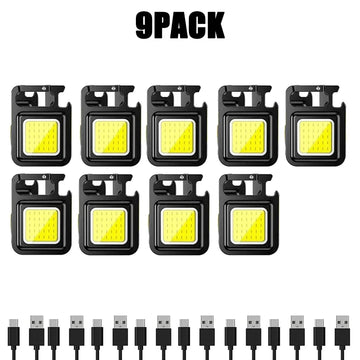 Keychain Light Mini Multifunctional Camping Flashlight USB Rechargeable LED Portable Bright COB Pocket Clip Lantern Outdoor Work Apsilon
