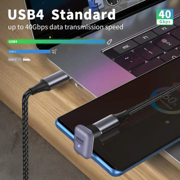 240W U Shape USB C Adapter 40Gbps USB C 180 Degree Angled USB C Extender Connector Support 8k Video Audio Display Accessories Apsilon