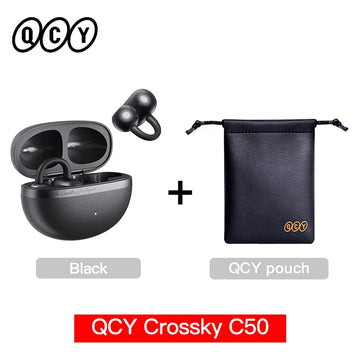 QCY Crossky C50 Open Ear Wireless Earbuds Bluetooth 6.0 Comfort Clip On Sports Earphone 4 Mic AI Clear Call Bass Boost Headphone Apsilon