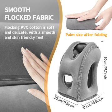 1pc Inflatable Travel Pillow, Airplane Pillow With Patented Valve Design, Travel Accessories With Neck And Head Support, Travel Apsilon