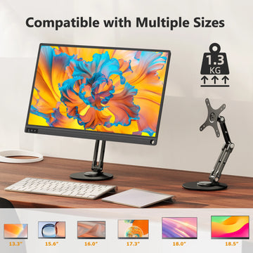UPERFECT VESA Monitor Desk Mount Single Monitor Stands Freestanding Fits 12'' to 22'' Computer Screen with Height Adjustable Apsilon