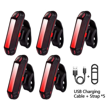5pcs LED Bike Tail Light Set USB Rechargeable Helmet Bike Rear Lights Easy for Install Safety MTB Bike Cycling Lamp Apsilon