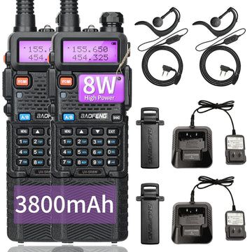 1/2PCS BaoFeng UV-5R 8W Tri-Power Walkie Talkie High Power Dual Band Long Range 128 CH Portable Handheld UV 5R Ham Two Way Radio Apsilon