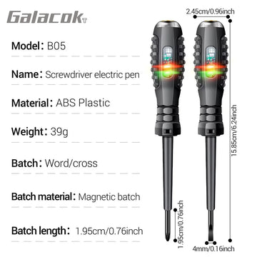 Multifunctional Electrician Test Screwdriver AC Non-contact Induction Test Pen Voltage Tester 70-600V Red Green Induction Lights Apsilon