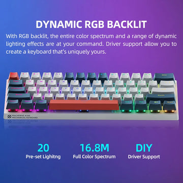 K500-B61 Machenike Mini Mechanical Keybaord 60% Form Factor 61Keys Gaming Keybaord Wired Full Key Hot-Swappable RGB Backlit Apsilon