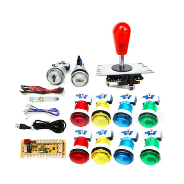 Game Player DIY SANWA Arcade Kit for PC Raspberry Pi with LED Push Button American Style Joystick USB Encoder Cable Mame Pandora Apsilon