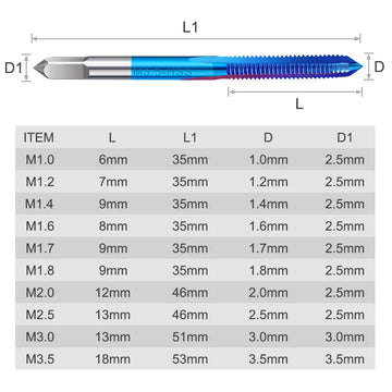 XCAN Thread Tap 10pcs M1-M3.5 HSS Metric Plug Tap Screw Tap Drill with Adjustable Tap Wrench Nano Blue Coated Machine Tap Apsilon