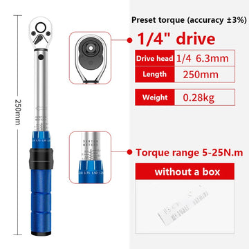 1/4'' Drive 2-24N.m Precise Double Scale Torque Wrench Set MTB Bike Socket Spanner Bicycle Motorcycle Ratchet Repair Toolbox Kit Apsilon
