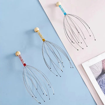 1PC Octopus Head Massager Stainless Steel Engraved Head Relaxer Brain Massage Claw Scalp Scratcher Itch Reliever Random Color Apsilon