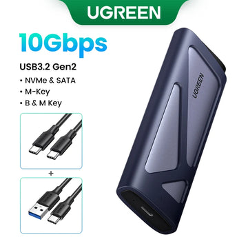 UGREEN 20Gbs M2 SSD Enclosure NVME SATA Dual Protocol M.2 to USB C SSD Adapter support 8TB for NVME PCIE NGFF SATA Disk Apsilon