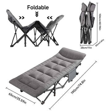 Outdoor Camping Bed Folding Garden Single Nap Bed with Storage Bag Portable Sleeping Cot for Office Home Beach Travel Hiking Bed Apsilon