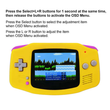 HISPEEDIDO Rechargeable for GBA V5 IPS HD 720x480 Drop-in Screen Kits No Welding Required Desaturation FRM OSD W/Shell Apsilon