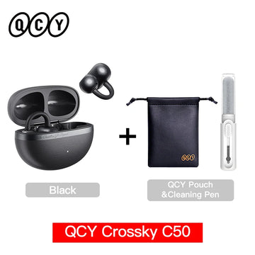 QCY Crossky C50 Open Ear Wireless Earbuds Bluetooth 6.0 Comfort Clip On Sports Earphone 4 Mic AI Clear Call Bass Boost Headphone Apsilon