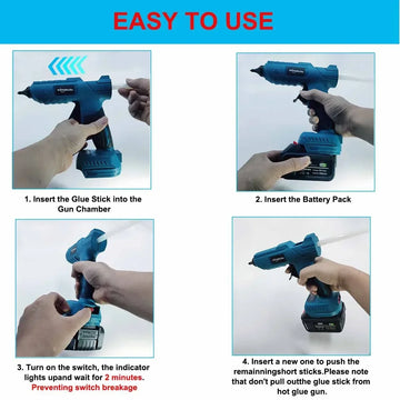WOYOFADA Electric Hot Melt Glue Gun for Makita 18V Battery Cordless Electric Glue Grab 11mm Glue Stick Hot Melt Welding Air Gun Apsilon