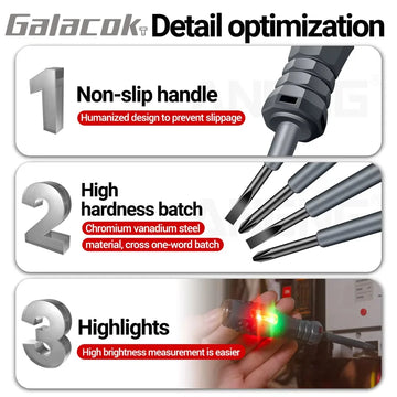 Multifunctional Electrician Test Screwdriver AC Non-contact Induction Test Pen Voltage Tester 70-600V Red Green Induction Lights Apsilon