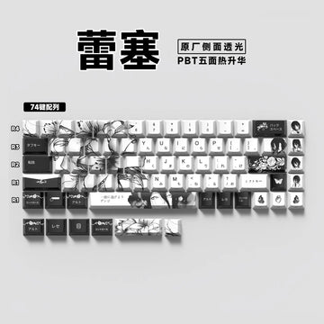 REZE Anime Theme Keycaps Set Customized PBT Sublimation Cherry Profile Keyboard Keycaps for Mechanical Keyboard Accessories Girl Apsilon