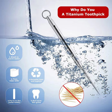 Portable Titanium Toothpicks Pocket Toothpicks Keychain Silver with Metal Toothpick Holder for Outdoor Picnic Camping Accessorie Apsilon