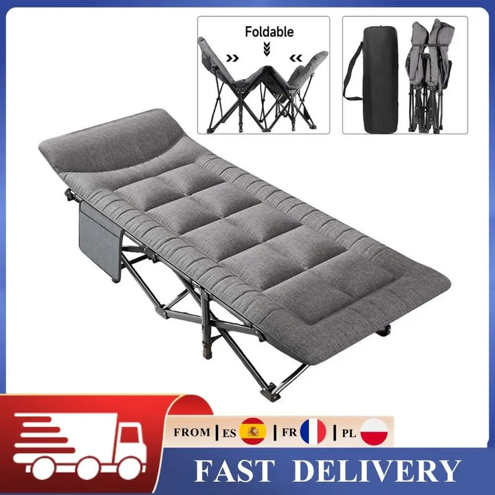 Outdoor Camping Bed Folding Garden Single Nap Bed with Storage Bag Portable Sleeping Cot for Office Home Beach Travel Hiking Bed Apsilon