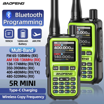 BAOFENG UV-5R Mini Walkie Talkie Multi Band Bluetooth Programming Wireless Copy Frequency 999CH Type-C Long Range Two Way Radio Apsilon