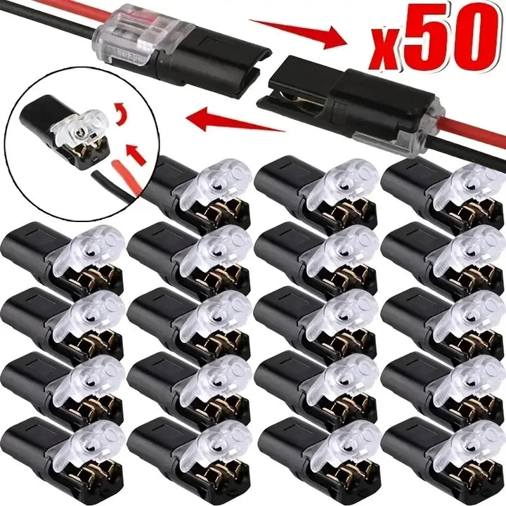 20/50/100 Pack of H2 2-Pin Pluggable Wire Connectors, Nylon Insulated Copper Quick-Connect Terminal Blocks, Suitable for Low-Voltage Cables, No Power Mode Required, No Electronic Components Apsilon