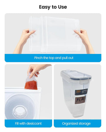 3 Pack Filament Container for 3D Printing Sealing and Protection Airtight Filament Dry Box for 1KG Spools with Desiccant Labels Apsilon