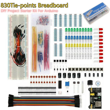Electronic Components Kit Pack Starter DIY Project For Arduino UNO R3 Common Capacitors Resistors Capacitors 830-well Breadboard Apsilon