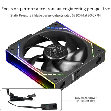 Thermalright TL-M12Q X3 120mm PC Case Cooling Fans, Daisy-Chain | 2000RPM | High Airflow | ARGB | Dual Infinity Mirrors Lighting Apsilon