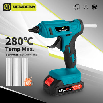 NEWBENY 280°C Electric Hot Melt Glue Gun 11MM 10pcs Glue Sticks Portable Rechargeable DIY Repair Tool For Makita Battery Pin Apsilon