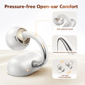 QCY Crossky C50 Open Ear Wireless Earbuds Bluetooth 6.0 Comfort Clip On Sports Earphone 4 Mic AI Clear Call Bass Boost Headphone Apsilon