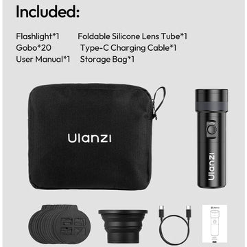 Ulanzi LM01 RGB 10W Photography Flashlight 4-Color Dimming Videography Flash Led Light 7500mAh with 1/4" Screw 20 Gobo Live Vlog Apsilon