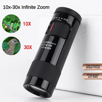 Powerful Monocular 10-30x21 Zoom Mini Telescope Portable Spotting Scope Camping Equipment Tourism Optical Sight Monocle Apsilon