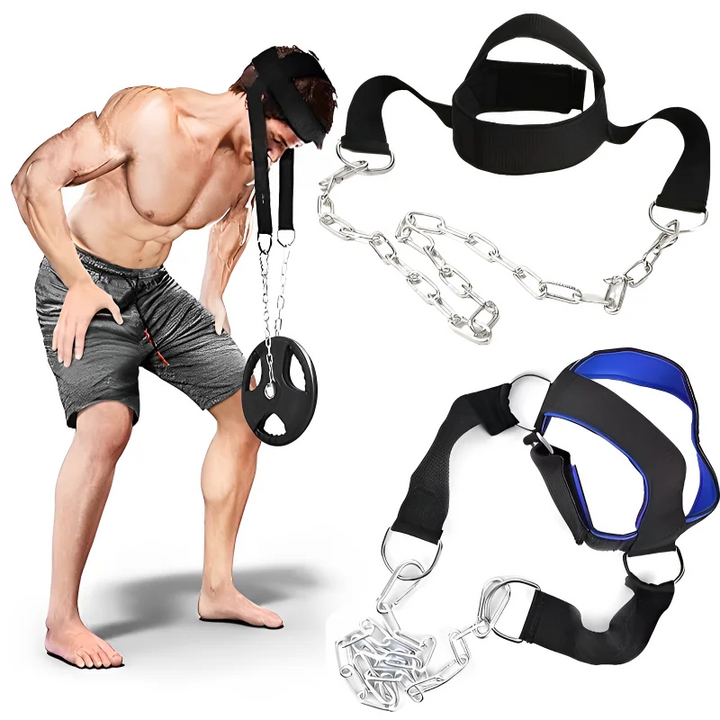 Head Neck Iron ChainTraining Harness Exercise Cervical Spine Strap Adjustable Power Gym Fitness Weight Bearing Cap Socket Device Apsilon