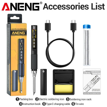 ANENG SL108 96W PD QC Digital Soldering Iron Kit Adjustable Temperature Fast Heat Portable Smart Tool for Electronic Repair Apsilon
