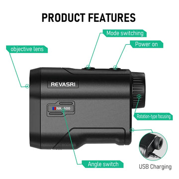 REVASRI 600M/Yard Golf Laser Rangefinder with Slope Compensation Flagpole Lock Vibration USB-C Rechargeable for Golfing Apsilon