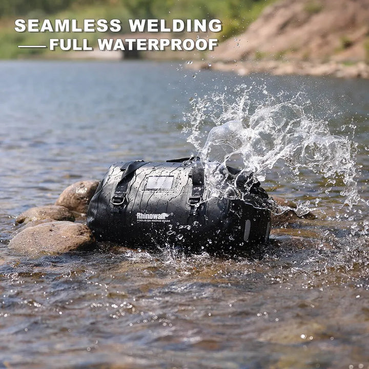 Rhinowalk Motorcycle Bag 45L Waterproof PVC Tail Saddle Bag Durable Dry Luggage Outdoor Bag Motorbike Rear Seat Bag Accessory