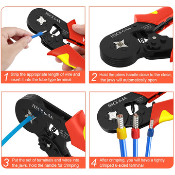 Tubular Terminal Crimper Kit 0.08-16mm² /0.25-10mm² HSC8 6-4/6-6/16-6 Electrical Crimping Pliers Clamp Sets Wire Tips Hand Tools Apsilon