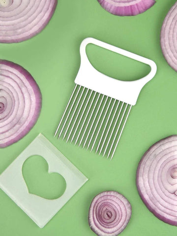 Effortlessly Slice Onions with this 1pc Colorful Onion Slicer Kitchen stainless steel potato chip onion holder Apsilon
