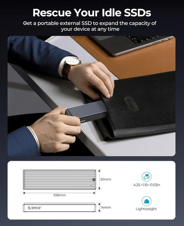 ORICO M.2 NVMe SSD Enclosure, USB 3.1 Gen 2 (10 Gbps) PCIe External Adapter NVMe Case for 2230/2242/2260/2280 M.2 SSD up to 8TB Apsilon
