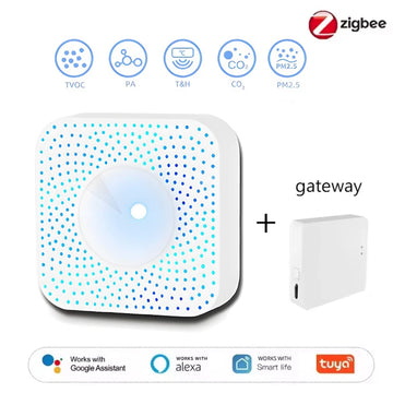Tuya WIFI/Zigbee Smart Air Quality Monitor Box VOC HCHO PM2.5 Gas Detector Temperature Humidity Meter 6 IN 1 Air Housekeeper Apsilon