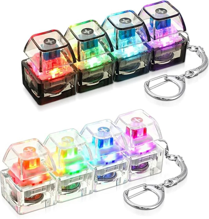 1PC Light Up Keyboard Keychain Stress Relief Clickable LED Button Toy for People with Anxiety Office Desk Accessory Apsilon