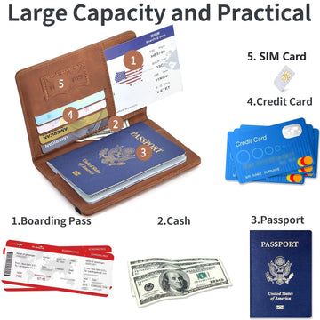 Passport Holder for Travel Essentials  Passport Wallet Cover Case for Travel  Accessories,Passport Book Holders for Women/Men Apsilon