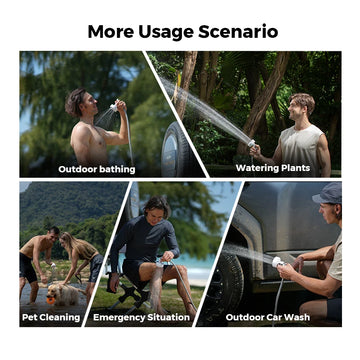FLEXTAIL Outdoor Camping Shower Portable without Box Electric Shower Pump IPX7 Waterproof for Outdoor Shower, Car Wash, Dishwash Apsilon