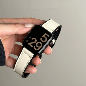 Leather+Silicone Strap For Apple Watch Band Ultra 49mm 44mm 45mm 41mm 46mm 40mm 42mm Magnetic Bracelet iwatch Series 10 9 8 7 6 Apsilon