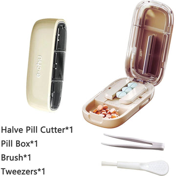 Pill Cutter With Invisible Storage Box Portable 2 In 1 Mini Drug Tablet Medicine Small Small Medicine Box Health Care Pills Case Apsilon