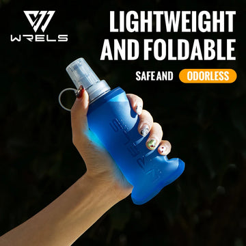 WRELS Folding Collapsible Water Bottle Running Water Bottle Soft Flask TPU BPA-Free Camping Hiking Travel Folding Water Bottle Apsilon