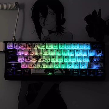 REZE Anime Theme Keycaps Set Customized PBT Sublimation Cherry Profile Keyboard Keycaps for Mechanical Keyboard Accessories Girl Apsilon