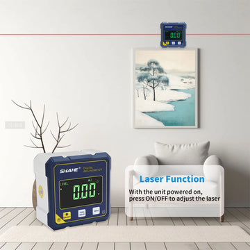 SHAHE Rechargeable Digital Inclinomer, Mini Protractor Angle Finder With Dual Laser,4-side Strong Magnetic Angle Gauge Apsilon