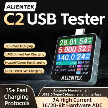 ALIENTEK USB Tester C2 Digital Voltmeter Charging Power Detector PD3.2 Battery Tester Fast Charge Detection Trigger Apsilon