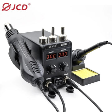 JCD 8586D Soldering Station 2 IN 1 750W Hot Air Gun LCD Dual Digital Display Electric Soldering Iron SMD Welding Rework Station Apsilon